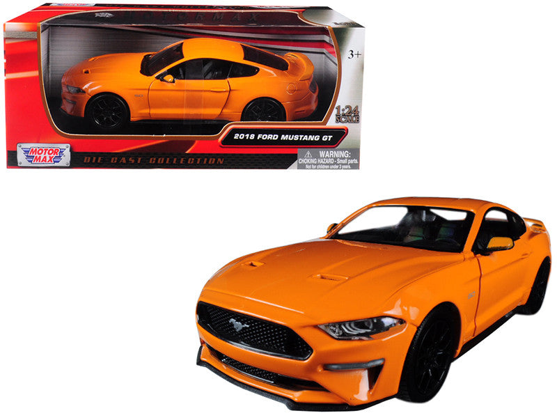 2018 Ford Mustang GT 5.0 Orange with Black Wheels 1/24 Diecast Model Car by Motormax LuxuryLifeWay Online Store