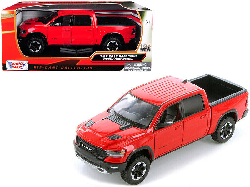 2019 RAM 1500 Rebel Crew Cab Pickup Truck Red 1/24 Diecast Model Car by Motormax LuxuryLifeWay Online Store