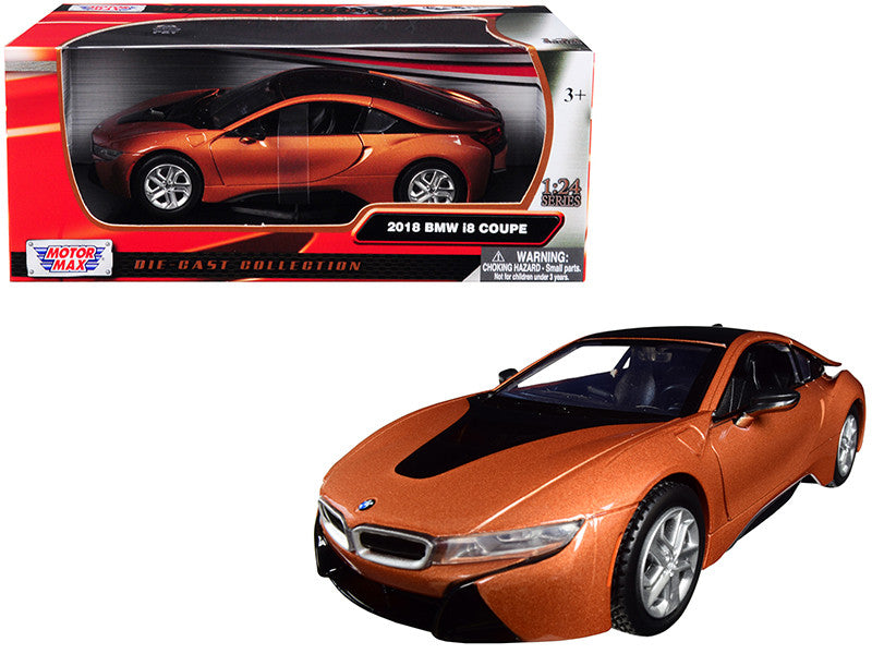2018 BMW i8 Coupe Metallic Orange with Black Top 1/24 Diecast Model Car by Motormax LuxuryLifeWay Online Store
