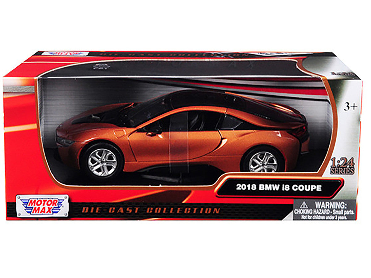 2018 BMW i8 Coupe Metallic Orange with Black Top 1/24 Diecast Model Car by Motormax LuxuryLifeWay Online Store