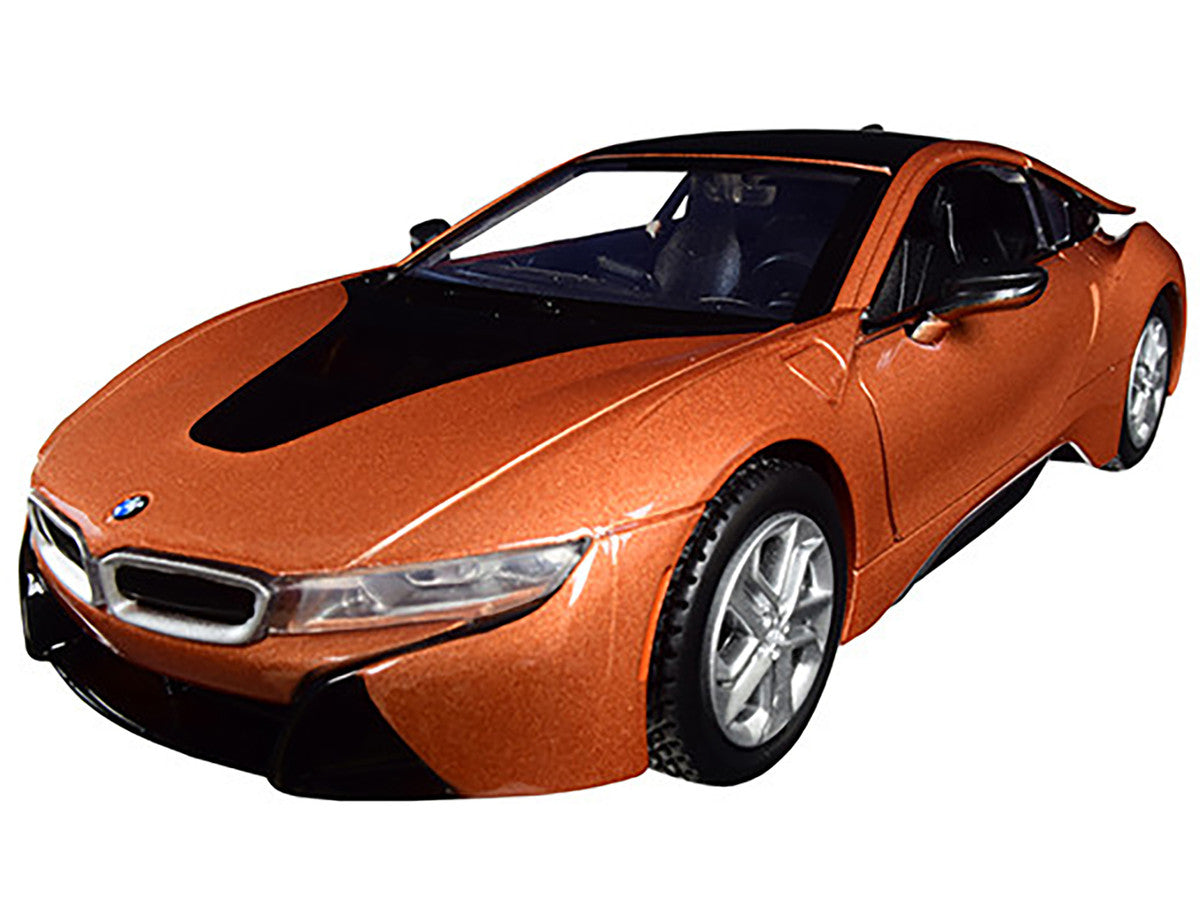 2018 BMW i8 Coupe Metallic Orange with Black Top 1/24 Diecast Model Car by Motormax LuxuryLifeWay Online Store