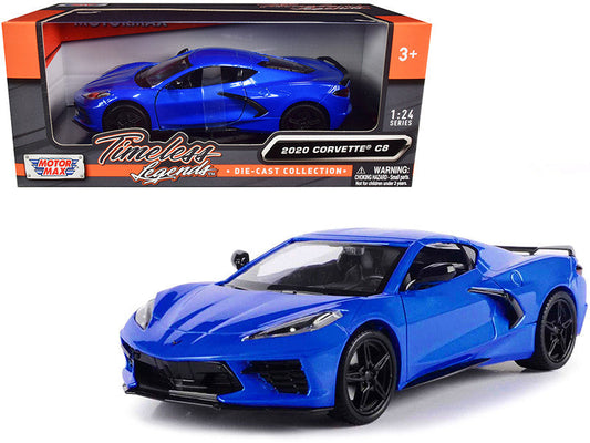 2020 Chevrolet Corvette C8 Stingray Blue Metallic "Timeless Legends" 1/24 Diecast Model Car by Motormax LuxuryLifeWay Online Store