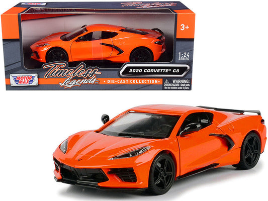 2020 Chevrolet Corvette C8 Stingray Orange "Timeless Legends" 1/24 Diecast Model Car by Motormax LuxuryLifeWay Online Store