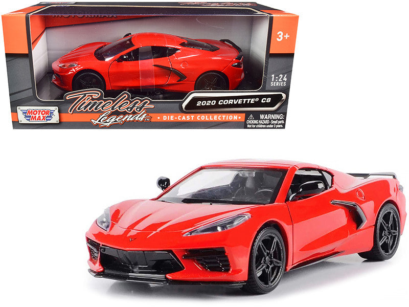 2020 Chevrolet Corvette C8 Stingray Red "Timeless Legends" 1/24 Diecast Model Car by Motormax LuxuryLifeWay Online Store