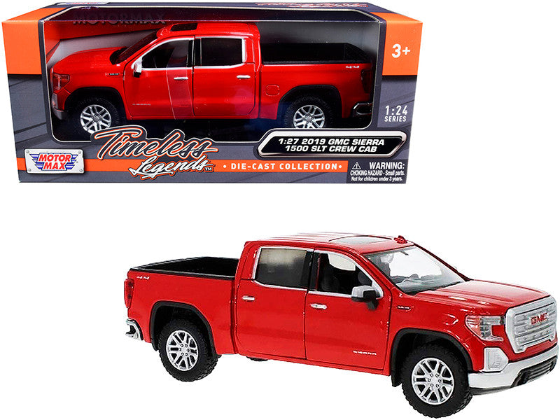 2019 GMC Sierra 1500 SLT Crew Cab Pickup Truck Red 1/24-1/27 Diecast Model Car by Motormax LuxuryLifeWay Online Store