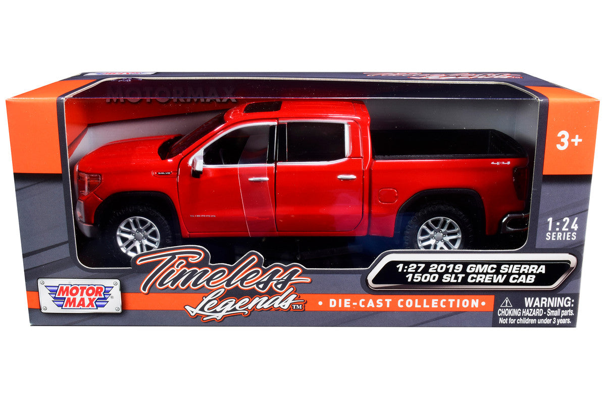 2019 GMC Sierra 1500 SLT Crew Cab Pickup Truck Red 1/24-1/27 Diecast Model Car by Motormax LuxuryLifeWay Online Store