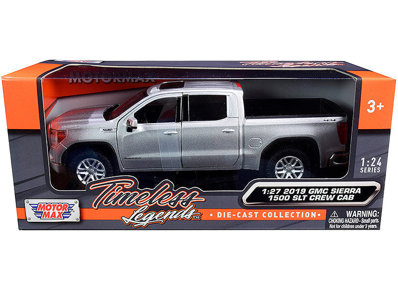 2019 GMC Sierra 1500 SLT Crew Cab Pickup Truck Silver Metallic 1/24-1/27 Diecast Model Car by Motormax LuxuryLifeWay Online Store