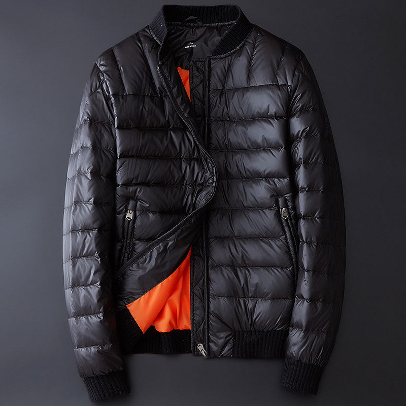 Down jacket men's short light coat baseball collar