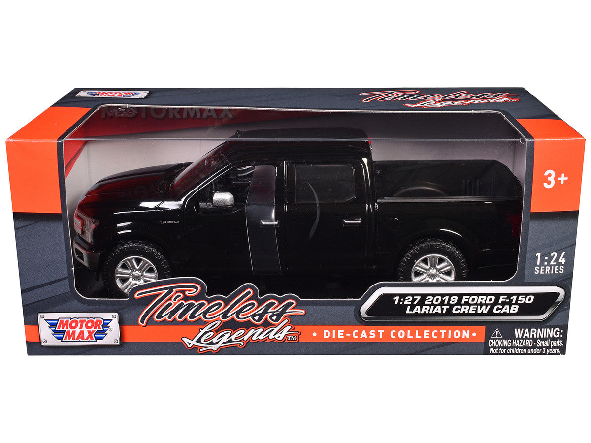 2019 Ford F-150 Lariat Crew Cab Pickup Truck Black 1/27 Diecast Model Car by Motormax LuxuryLifeWay Online Store