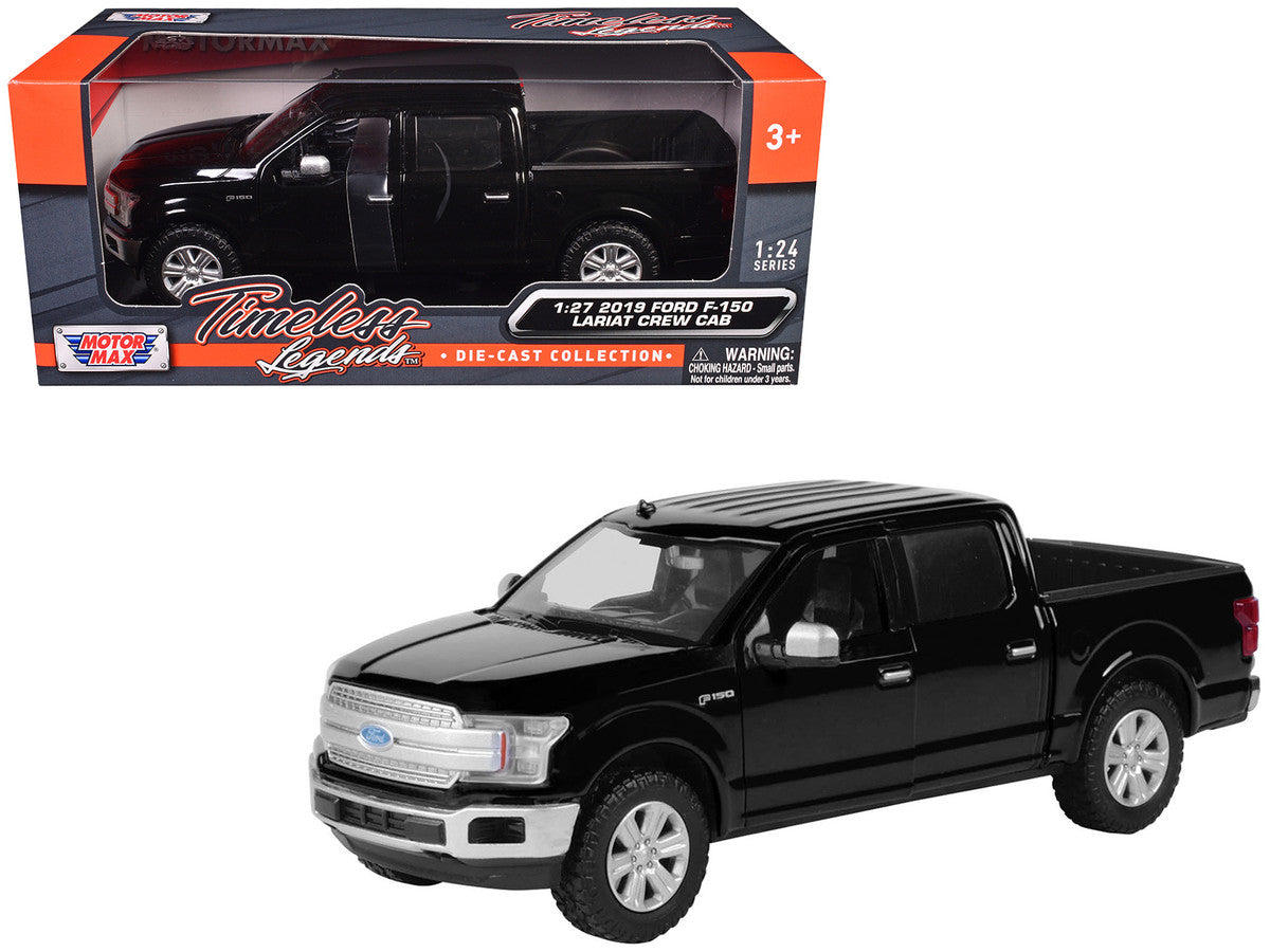 2019 Ford F-150 Lariat Crew Cab Pickup Truck Black 1/27 Diecast Model Car by Motormax LuxuryLifeWay Online Store