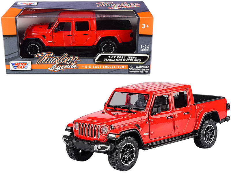 2021 Jeep Gladiator Overland (Closed Top) Pickup Truck Red 1/24-1/27 Diecast Model Car by Motormax LuxuryLifeWay Online Store