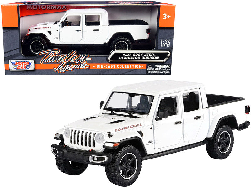 2021 Jeep Gladiator Rubicon (Closed Top) Pickup Truck White 1/24-1/27 Diecast Model Car by Motormax LuxuryLifeWay Online Store