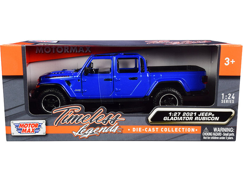 2021 Jeep Gladiator Rubicon (Open Top) Pickup Truck Blue 1/24-1/27 Diecast Model Car by Motormax LuxuryLifeWay Online Store