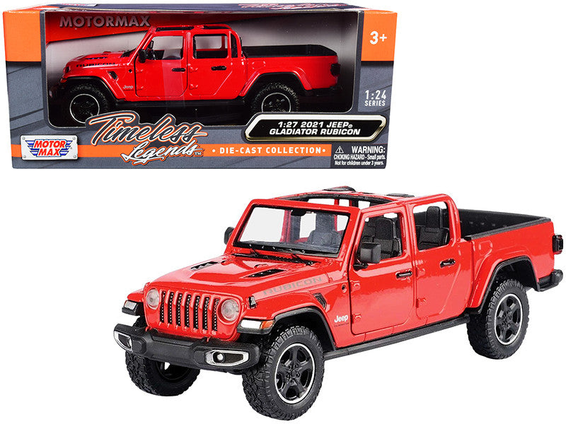 2021 Jeep Gladiator Rubicon (Open Top) Pickup Truck Red 1/24-1/27 Diecast Model Car by Motormax LuxuryLifeWay Online Store