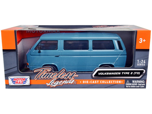 Volkswagen Type 2 (T3) Van Blue "Timeless Legends" Series 1/24 Diecast Model Car by Motormax LuxuryLifeWay Online Store