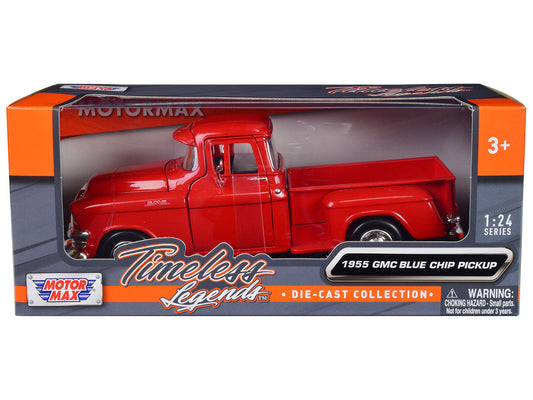 1955 GMC Blue Chip Pickup Truck Red "Timeless Legends" Series 1/24 Diecast Model Car by Motormax LuxuryLifeWay Online Store
