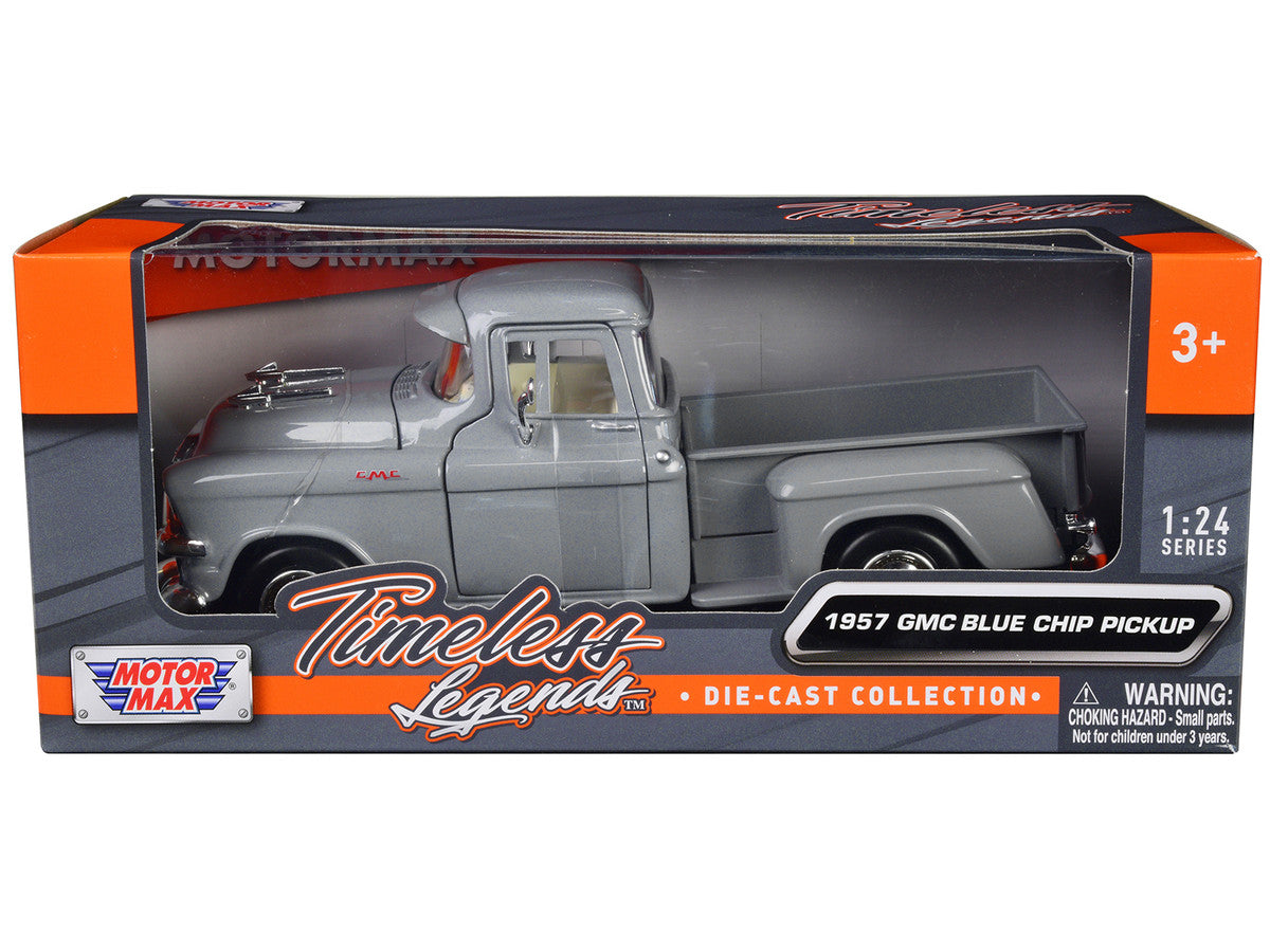 1957 GMC Blue Chip Pickup Truck Gray "Timeless Legends" Series 1/24 Diecast Model Car by Motormax LuxuryLifeWay Online Store