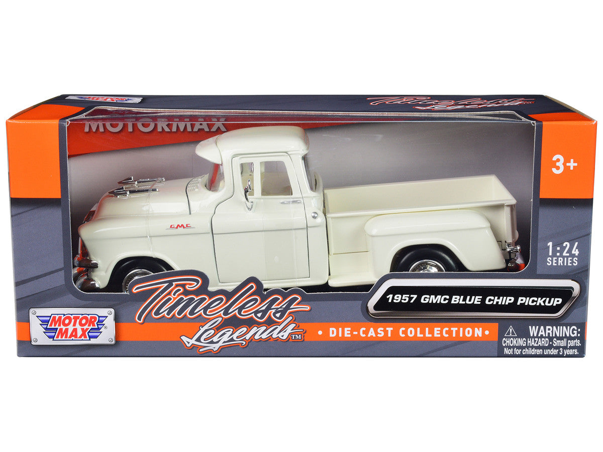 1957 GMC Blue Chip Pickup Truck White "Timeless Legends" Series 1/24 Diecast Model Car by Motormax LuxuryLifeWay Online Store