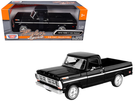 1972 Ford F-100 Pickup Truck Black "Timeless Legends" Series 1/24 Diecast Model Car by Motormax LuxuryLifeWay Online Store