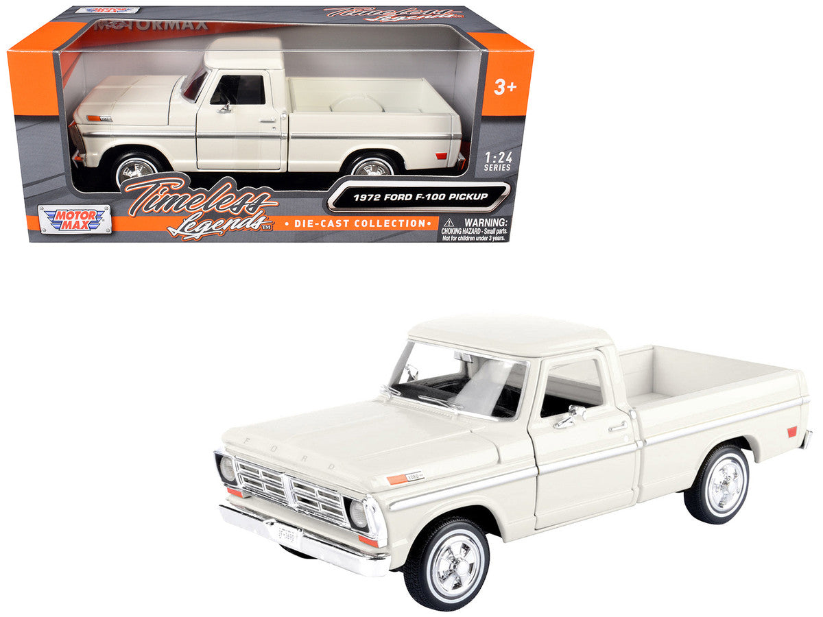 1972 Ford F-100 Pickup Truck Cream "Timeless Legends" Series 1/24 Diecast Model Car by Motormax LuxuryLifeWay Online Store