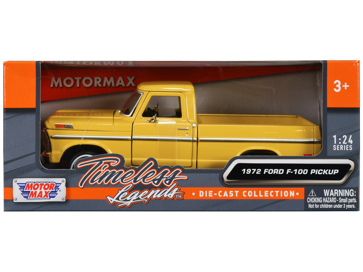 1972 Ford F-100 Pickup Truck Yellow "Timeless Legends" Series 1/24 Diecast Model Car by Motormax LuxuryLifeWay Online Store