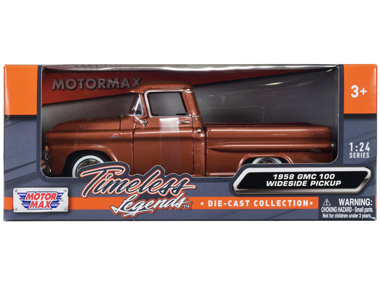 1958 GMC 100 Wideside Pickup Truck Brown Metallic "Timeless Legends" Series 1/24 Diecast Model Car by Motormax LuxuryLifeWay Online Store