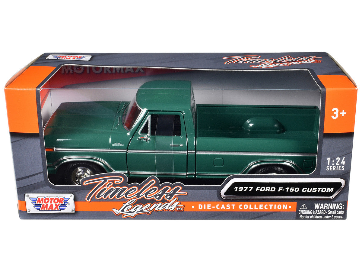 1977 Ford F-150 Custom Pickup Truck Green "Timeless Legends" Series 1/24 Diecast Model Car by Motormax LuxuryLifeWay Online Store