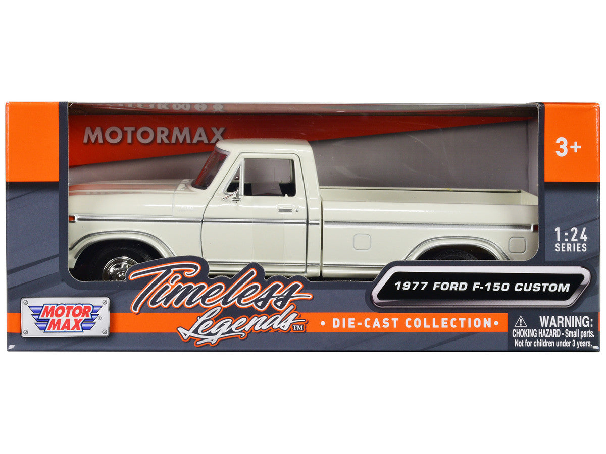 1977 Ford F-150 Custom Pickup Truck White "Timeless Legends" Series 1/24 Diecast Model Car by Motormax LuxuryLifeWay Online Store