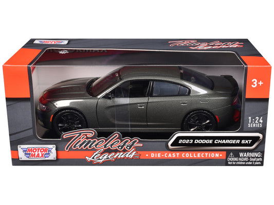 2023 Dodge Charger SXT Gray Metallic "Timeless Legends" Series 1/24 Diecast Model Car by Motormax LuxuryLifeWay Online Store