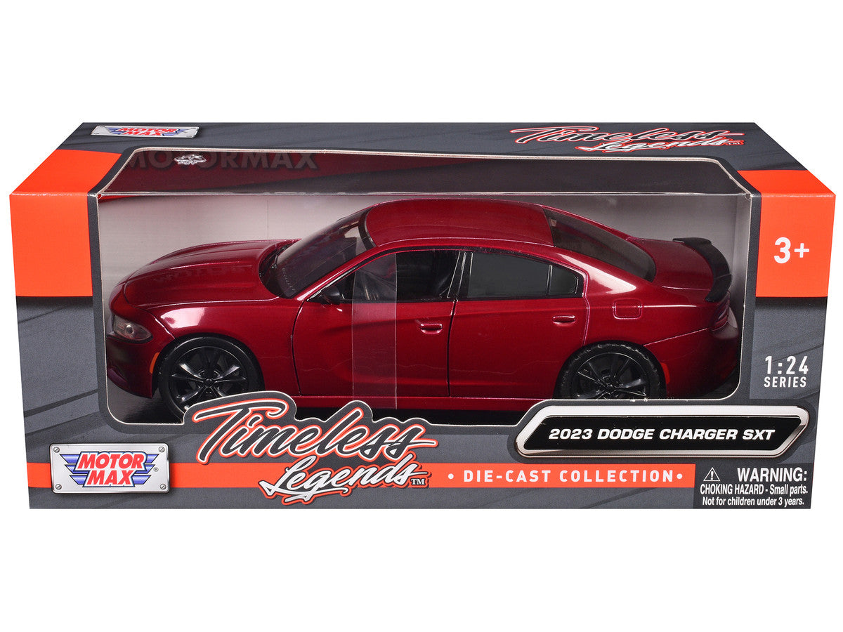 2023 Dodge Charger SXT Red Metallic "Timeless Legends" Series 1/24 Diecast Model Car by Motormax LuxuryLifeWay Online Store
