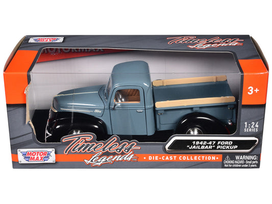 1942-47 Ford "Jailbar" Pickup Truck Blue and Black "Timeless Legends" Series 1/24 Diecast Model Car by Motormax LuxuryLifeWay Online Store