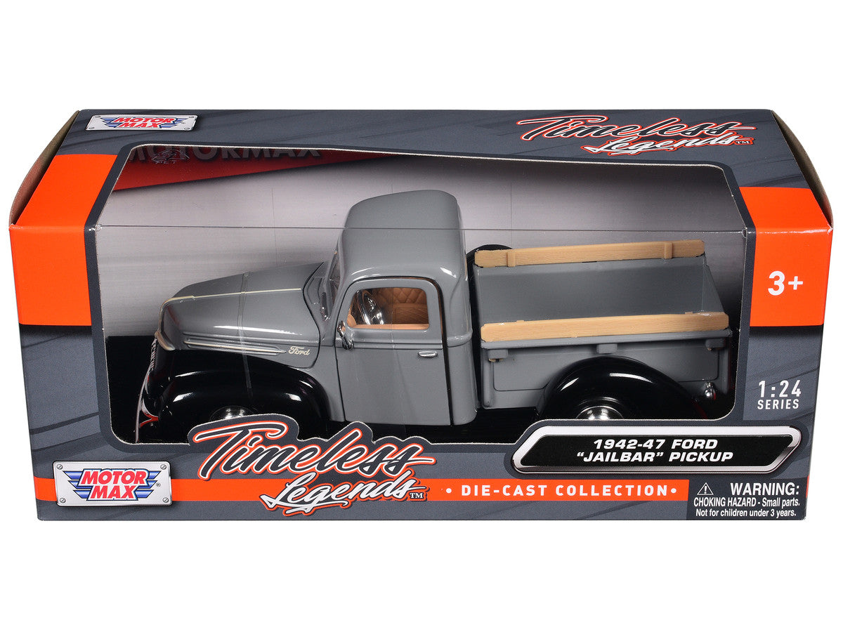 1942-47 Ford "Jailbar" Pickup Truck Gray and Black "Timeless Legends" Series 1/24 Diecast Model Car by Motormax LuxuryLifeWay Online Store