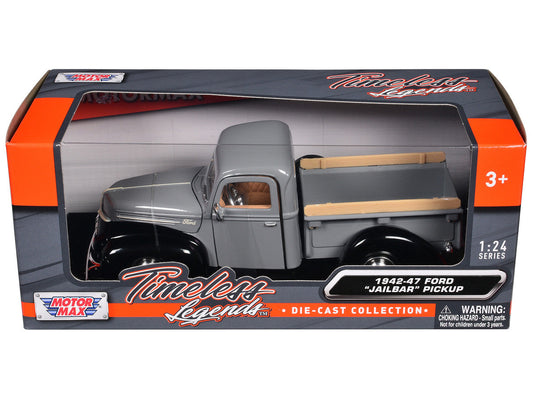 1942-47 Ford "Jailbar" Pickup Truck Gray and Black "Timeless Legends" Series 1/24 Diecast Model Car by Motormax LuxuryLifeWay Online Store