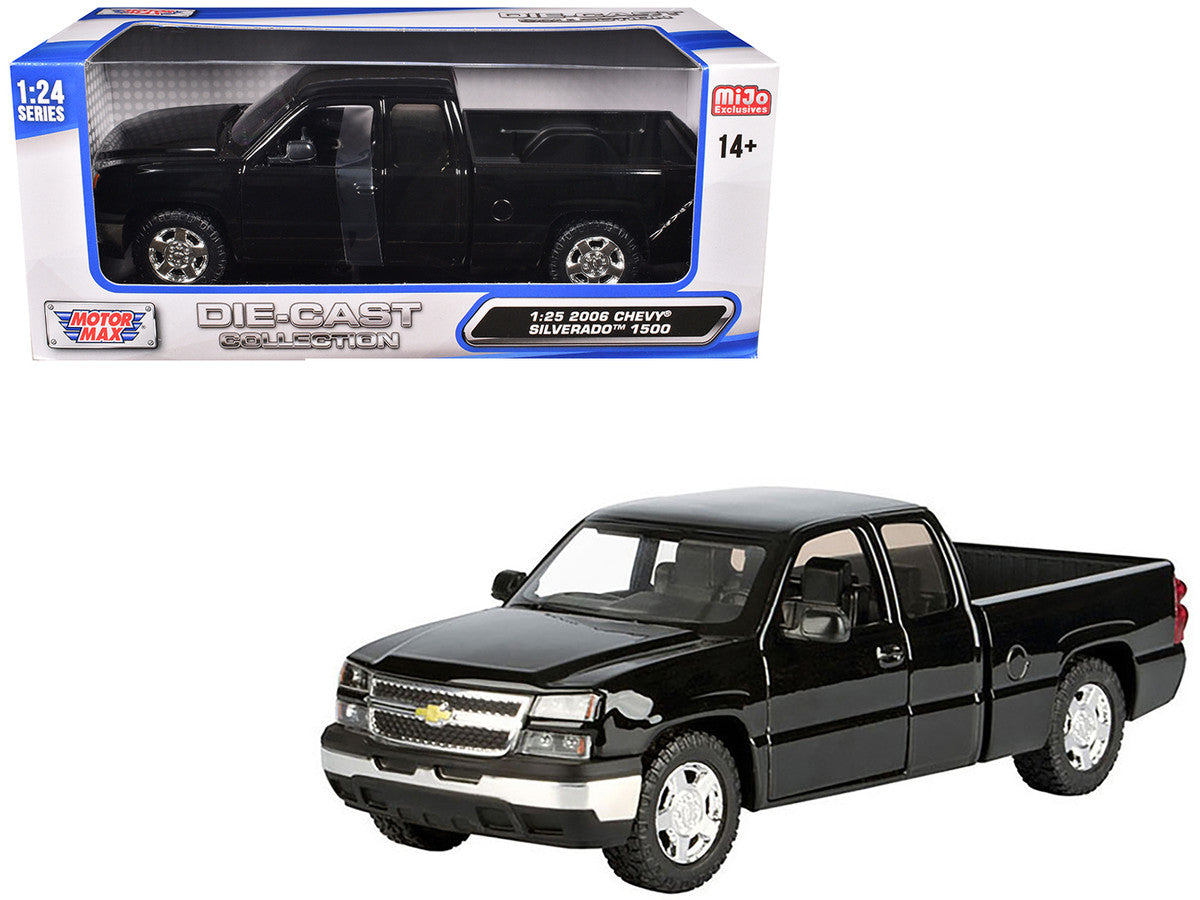 2006 Chevrolet Silverado 1500 Pickup Truck Black "Die-Cast Collection" Series 1/25 Diecast Model Car by Motormax LuxuryLifeWay Online Store