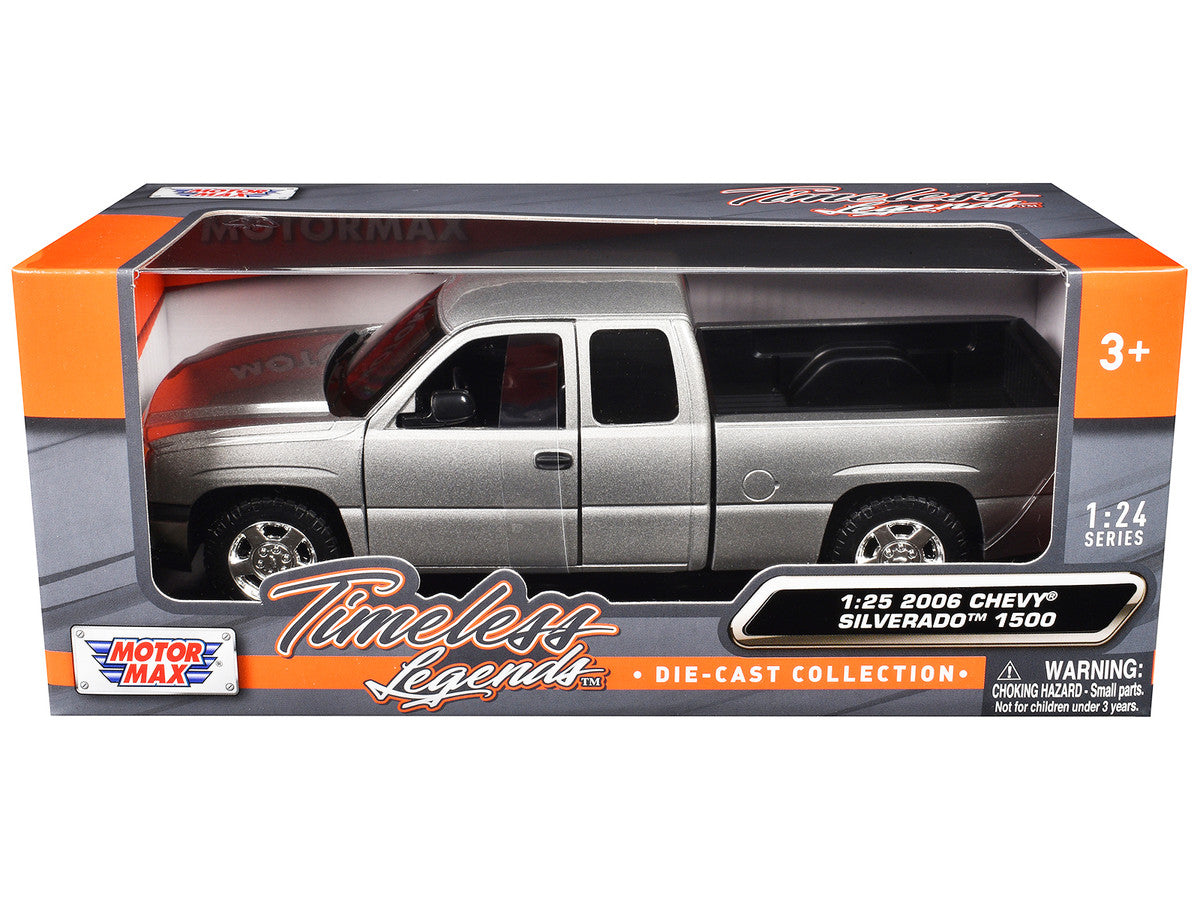 2006 Chevrolet Silverado 1500 Pickup Truck Gray Metallic "Timeless Legends" Series 1/25 Diecast Model Car by Motormax LuxuryLifeWay Online Store