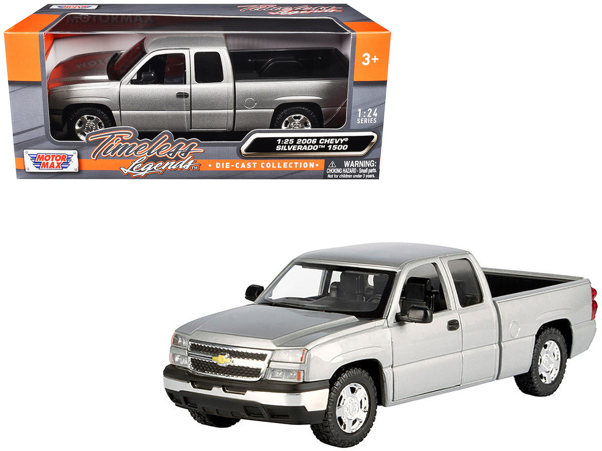 2006 Chevrolet Silverado 1500 Pickup Truck Gray Metallic "Timeless Legends" Series 1/25 Diecast Model Car by Motormax LuxuryLifeWay Online Store