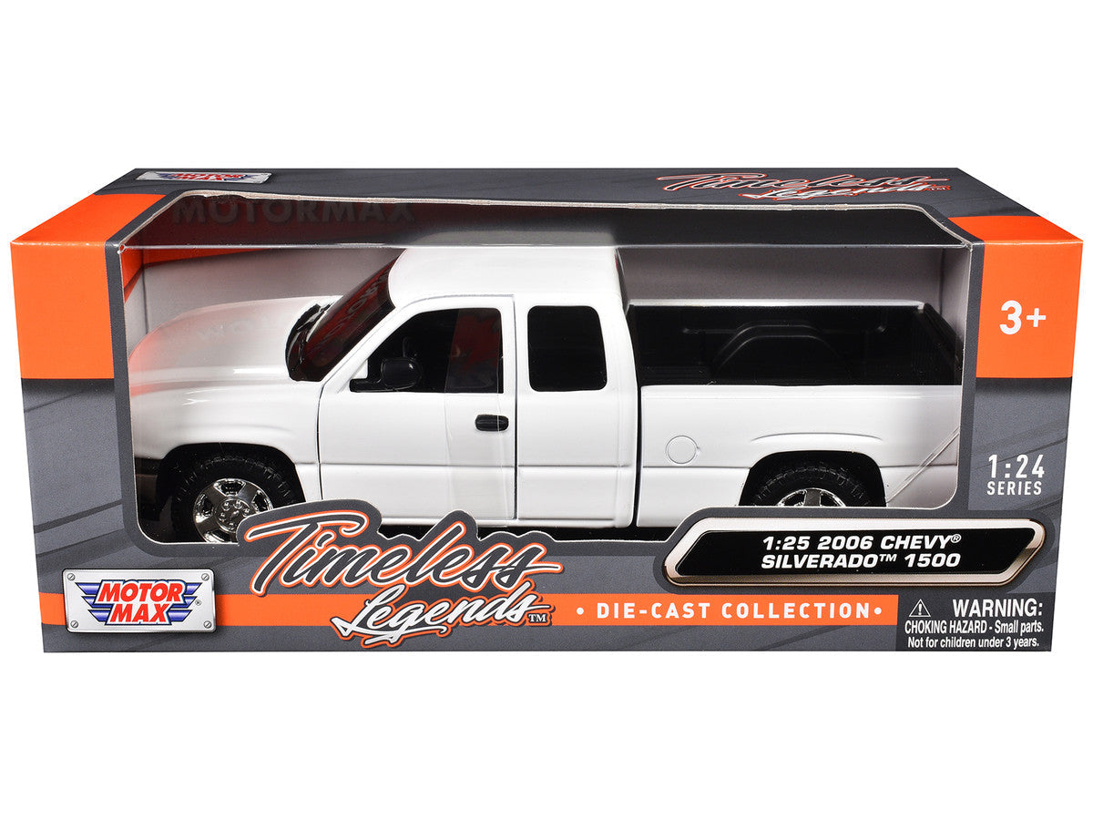 2006 Chevrolet Silverado 1500 Pickup Truck White "Timeless Legends" Series 1/25 Diecast Model Car by Motormax LuxuryLifeWay Online Store