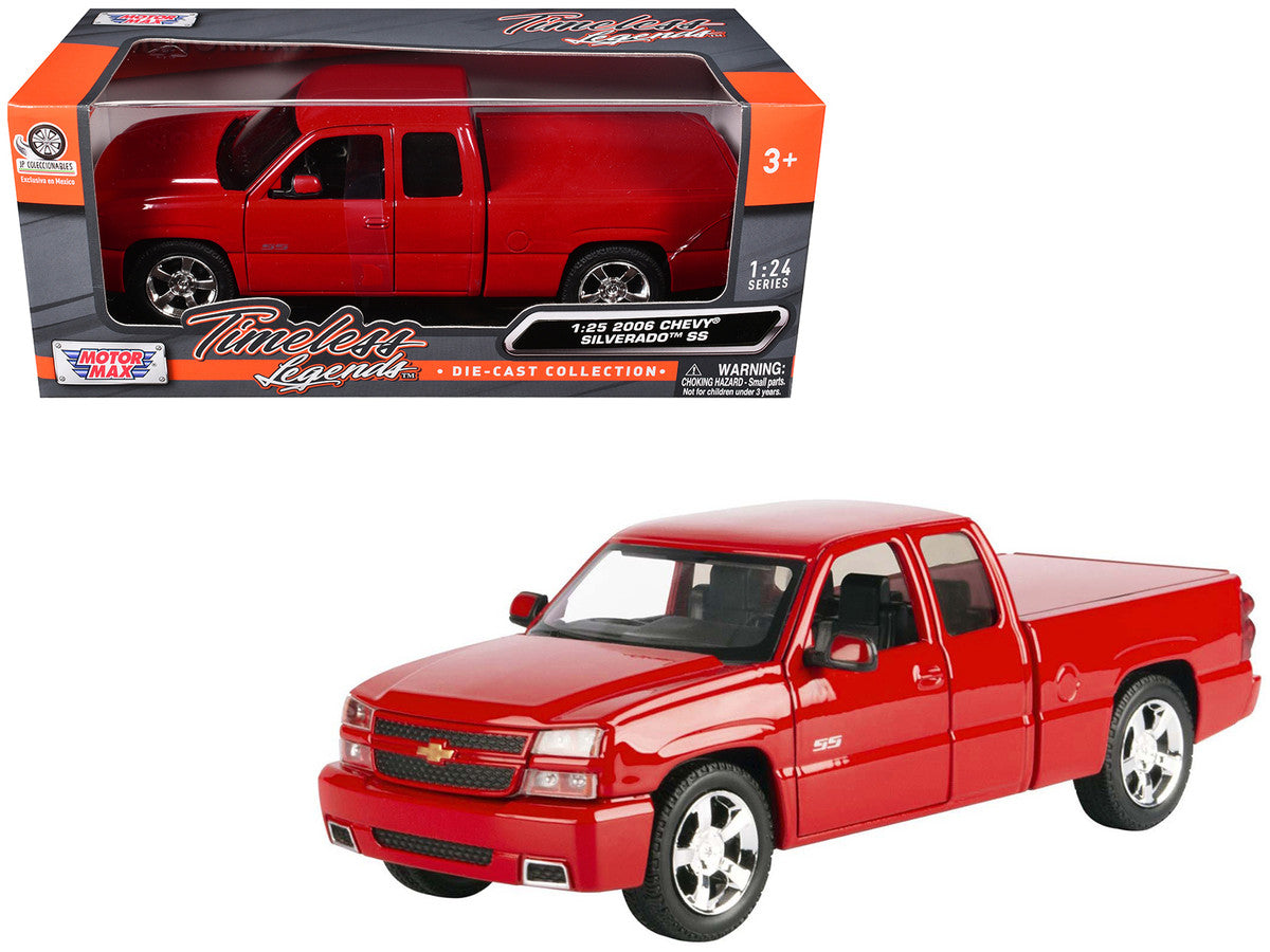 2006 Chevrolet Silverado SS Pickup Truck Red "Timeless Legends" Series 1/25 Diecast Model Car by Motormax LuxuryLifeWay Online Store