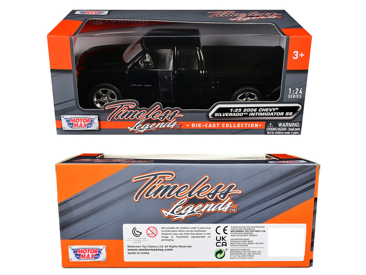 2006 Chevrolet Silverado Intimidator SS Pickup Truck Black "Timeless Legends" Series 1/25 Diecast Model Car by Motormax LuxuryLifeWay Online Store