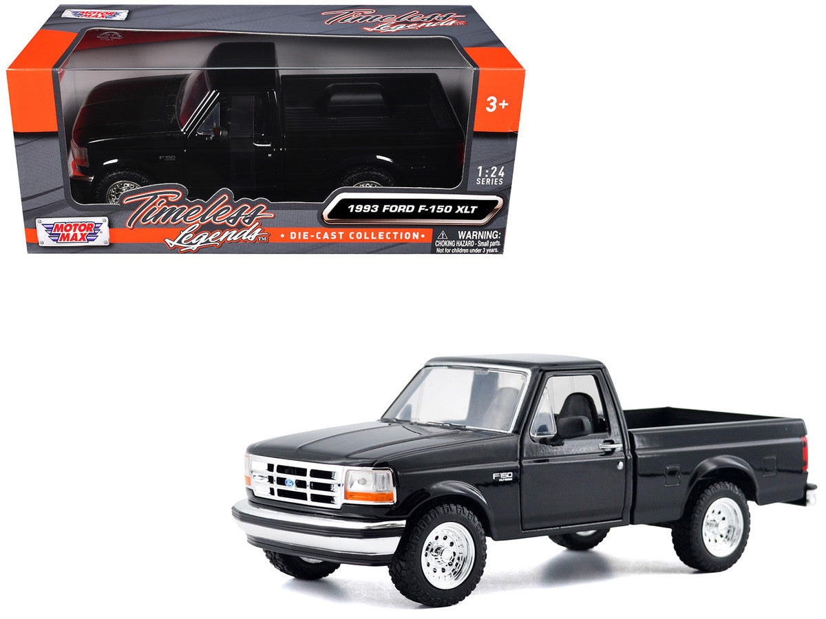 1993 Ford F-150 XLT Pickup Truck Black "Timeless Legends" Series 1/24 Diecast Model Car by Motormax LuxuryLifeWay Online Store