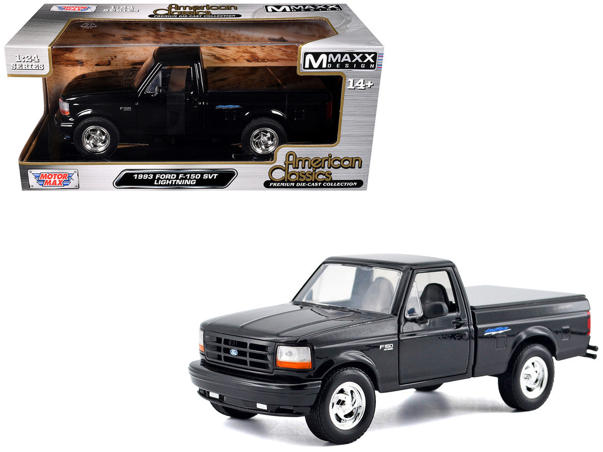 1993 Ford F-150 SVT Lightning Pickup Truck Black "Maxx Design" Series 1/24 Diecast Model Car by Motormax LuxuryLifeWay Online Store