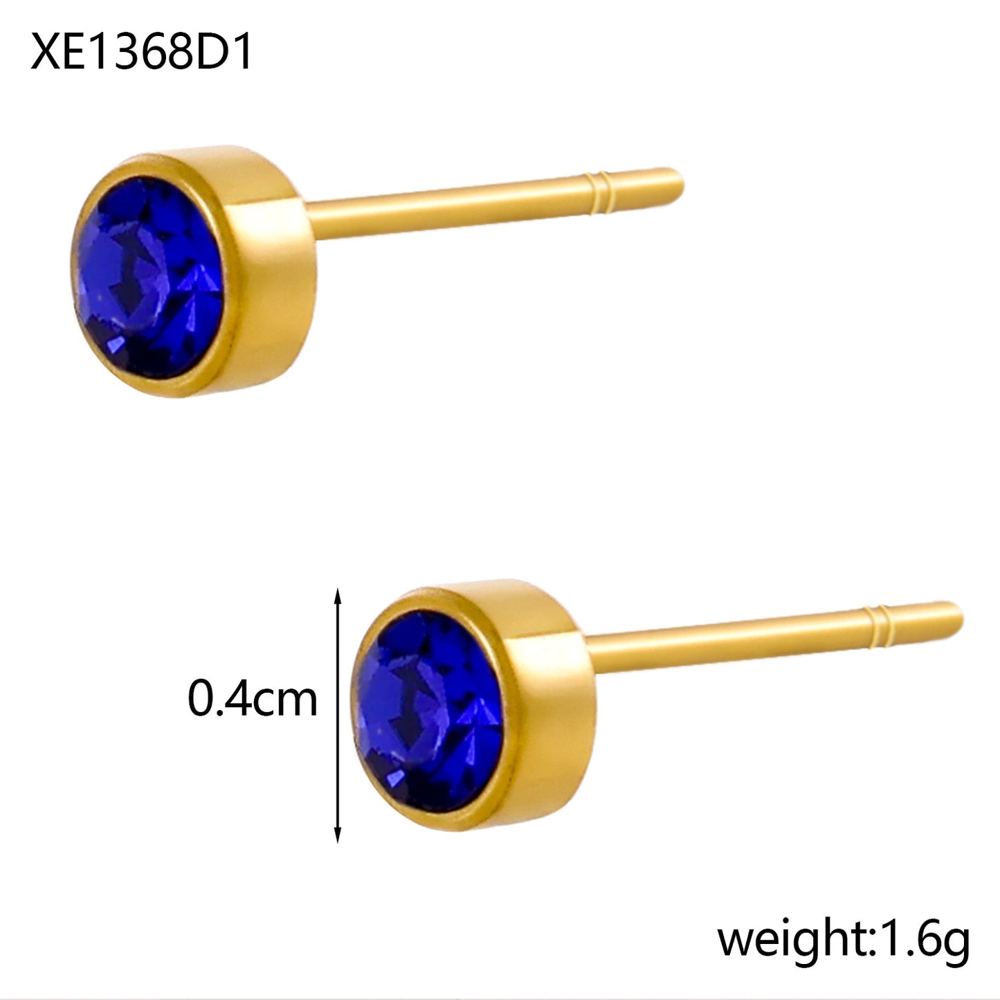 Stainless Steel Gold-plated Birthday Stone Constellation Diamond Bone Nail