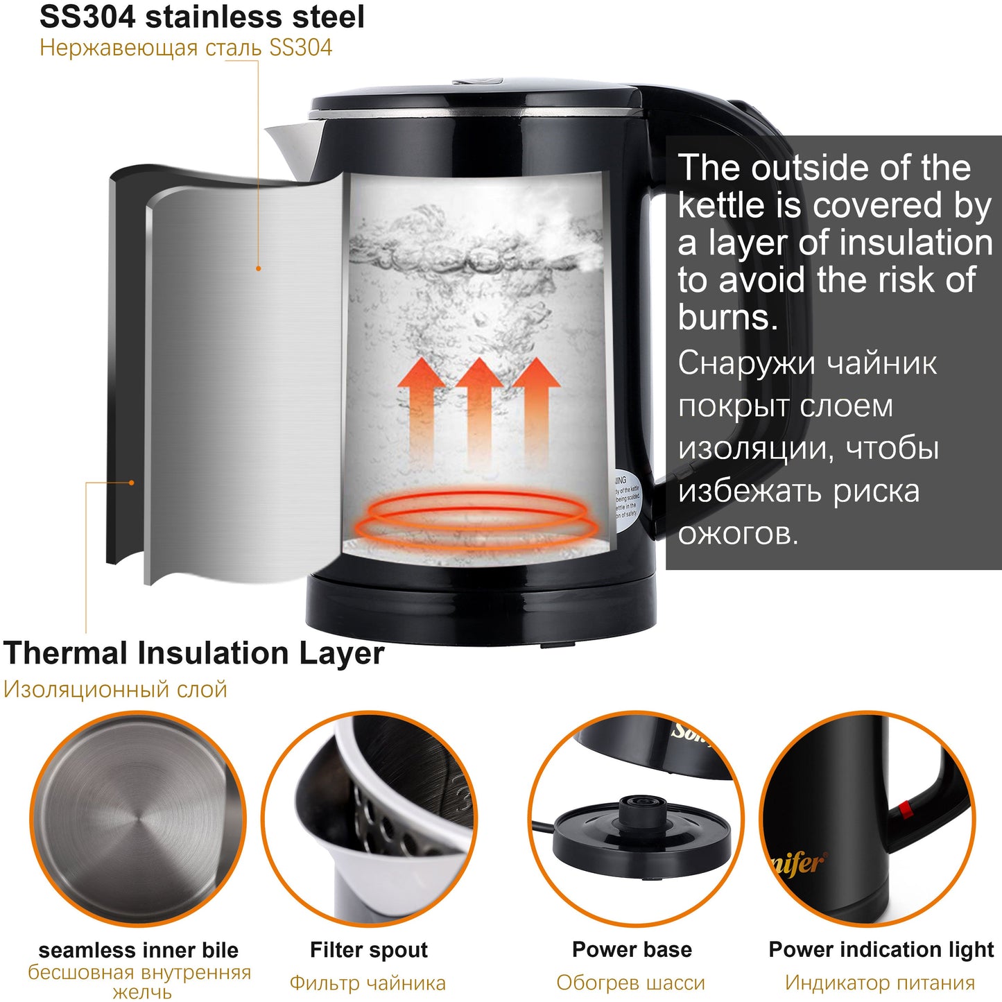 Kettle Thickened 304 Steel Anti-scald Plastic PearlNestDecor.com