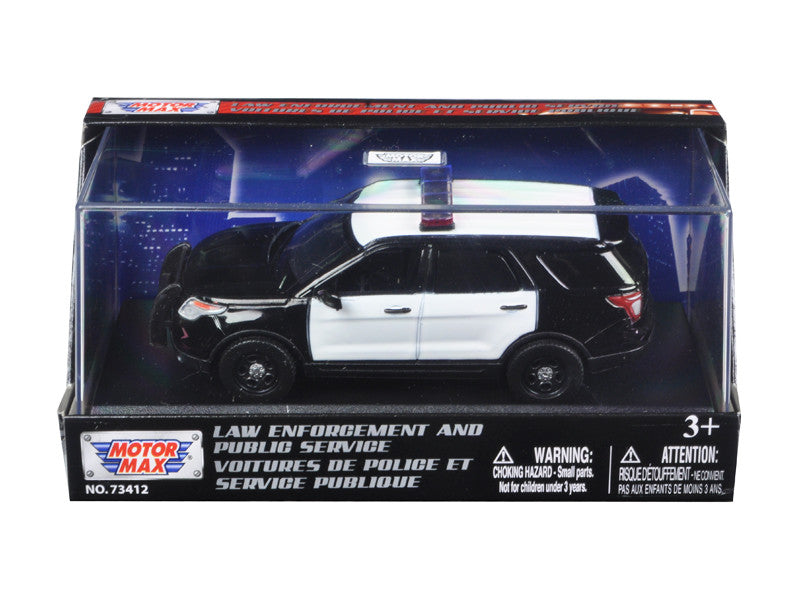 2015 Ford Police Interceptor Utility Plain Black and White 1/43 Diecast Model Car by Motormax LuxuryLifeWay Online Store