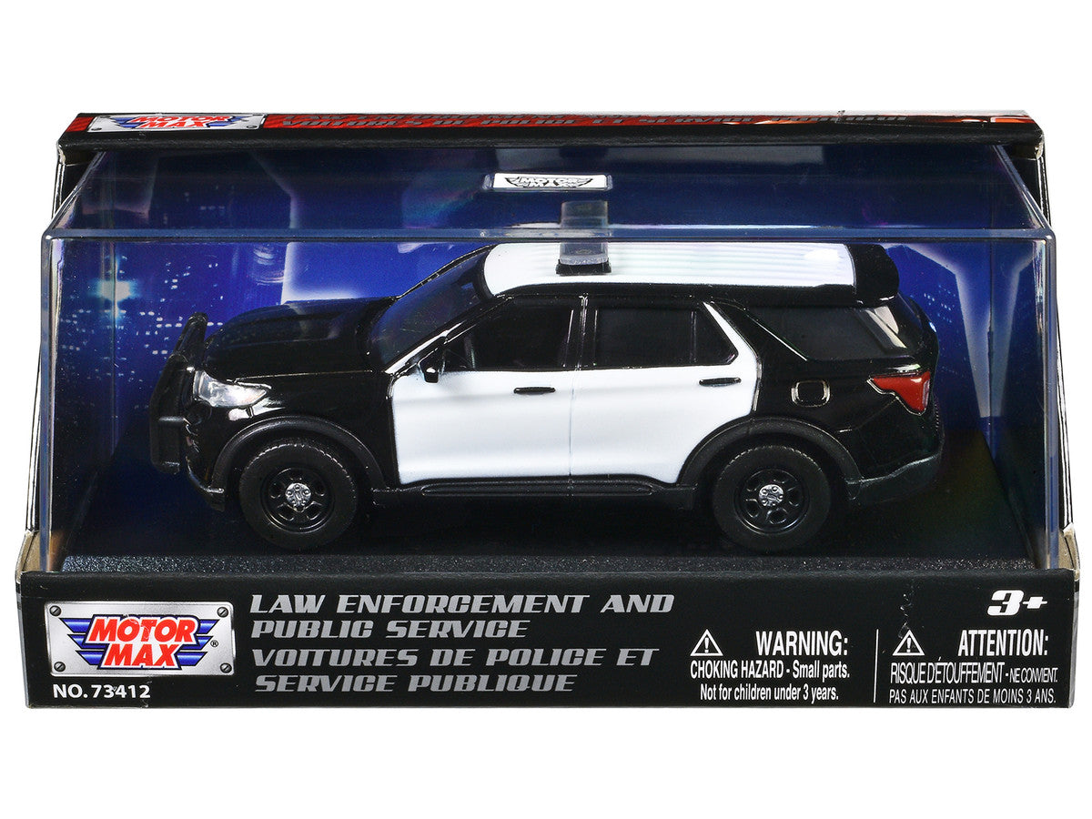2022 Ford Police Interceptor Utility Black and White Unmarked "Law Enforcement and Public Service" Series 1/43 Diecast Model Car by Motormax LuxuryLifeWay Online Store