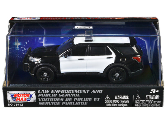 2022 Ford Police Interceptor Utility Black and White Unmarked "Law Enforcement and Public Service" Series 1/43 Diecast Model Car by Motormax LuxuryLifeWay Online Store