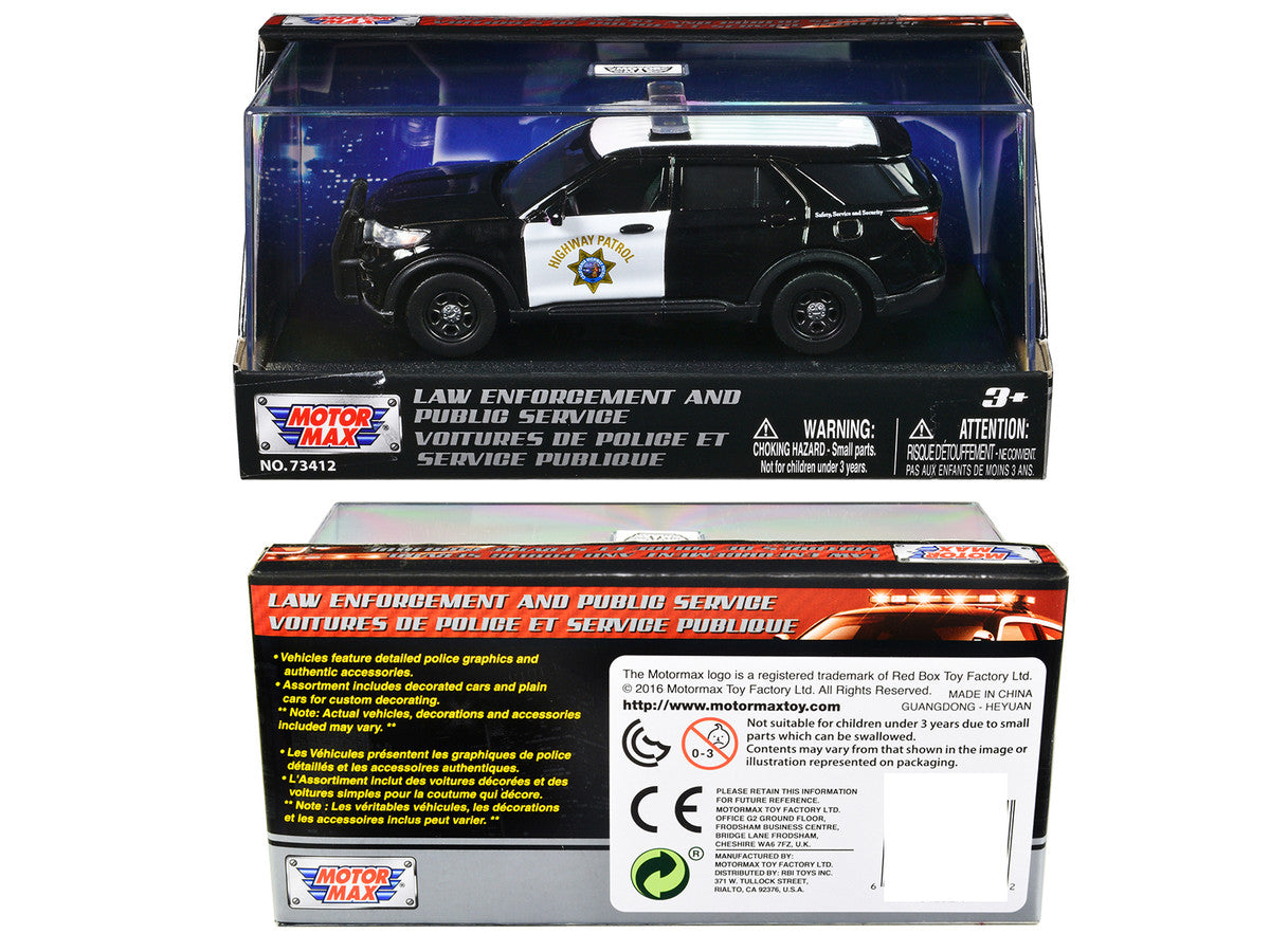 2022 Ford Police Interceptor Utility "California Highway Patrol" Black and White "Law Enforcement and Public Service" Series 1/43 Diecast Model Car by Motormax LuxuryLifeWay Online Store