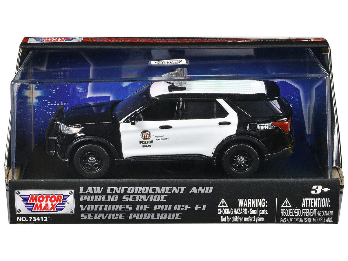 2022 Ford Police Interceptor Utility "LAPD (Los Angeles Police Department)" Black and White "Law Enforcement and Public Service" Series 1/43 Diecast Model Car by Motormax LuxuryLifeWay Online Store