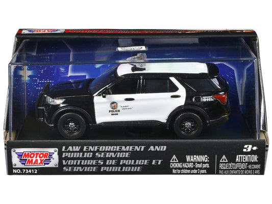 2022 Ford Police Interceptor Utility "LAPD (Los Angeles Police Department)" Black and White "Law Enforcement and Public Service" Series 1/43 Diecast Model Car by Motormax LuxuryLifeWay Online Store