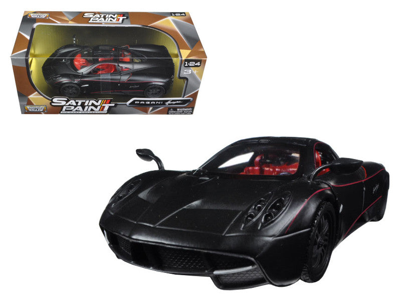 Pagani Huayra Matt Black with Red Interior 1/24 Diecast Model Car by Motormax LuxuryLifeWay Online Store